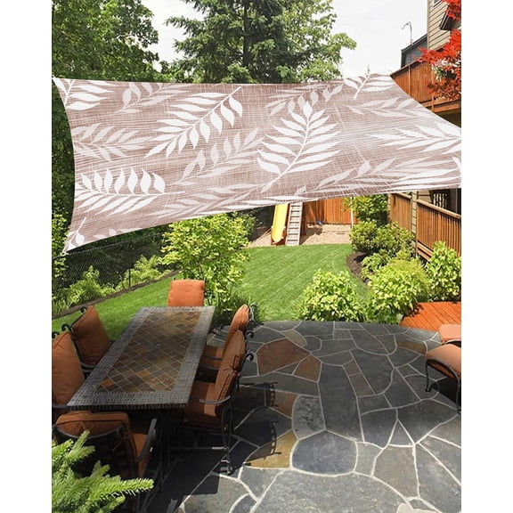 Clay Fronds Sun Shade Sail 6.5'X10' Terracotta Sand Leaf Plant Canvas Weave Texture UV Block Outdoor Sail Shades Breathable Waterproof Rectangular Sunshade for Patio Garden Pool Pergola Porch