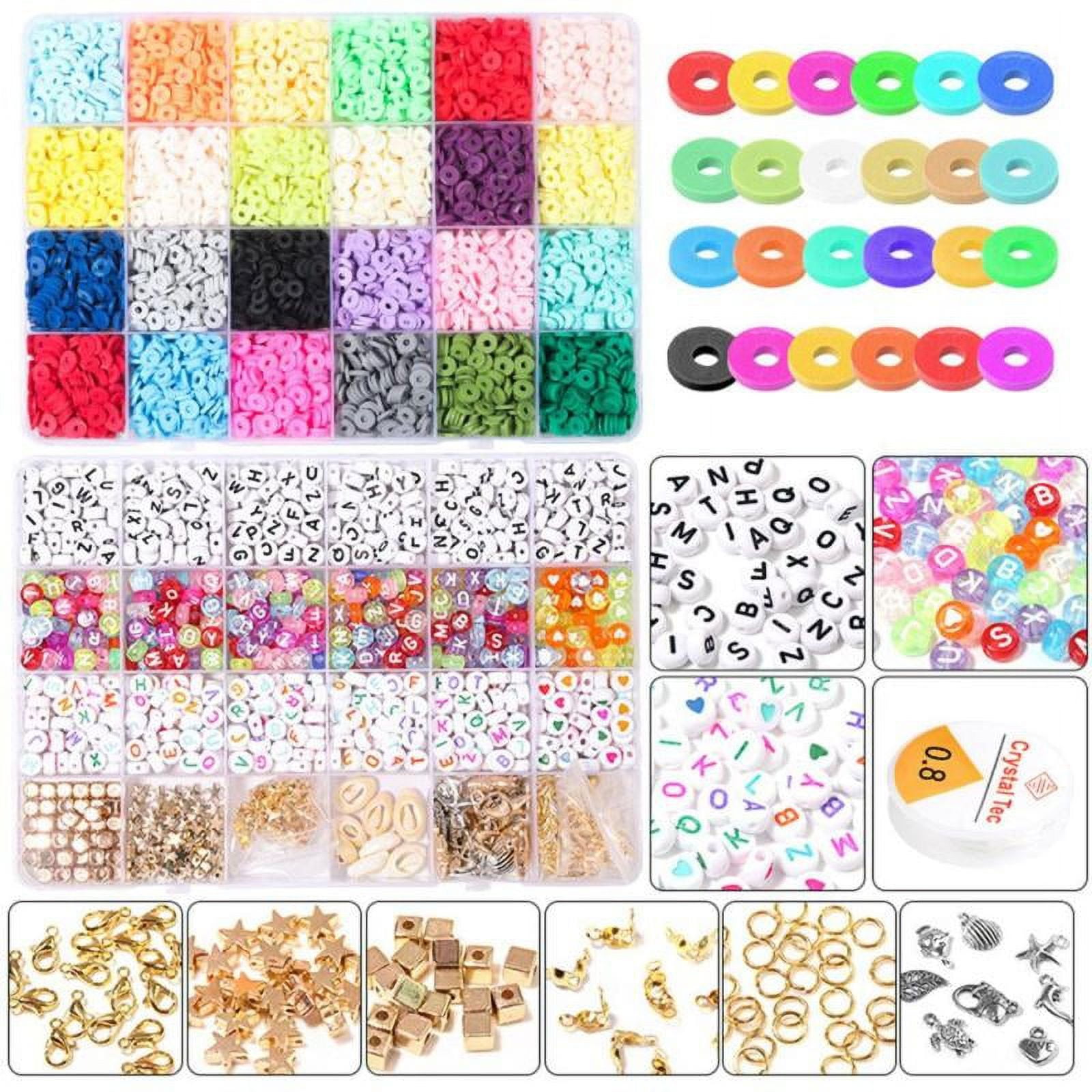 50pcs/pack Pendant Clasp Round Ccb Beads, Large Hole Spacer Beads