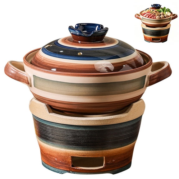 Clay Hot Pot with Charcoal Stove Set, Household Earthen Cooking Pot, Multi-Purpose Terracotta Cookware for Steaming, Boiling, Stewing, Traditional Cooking Pot