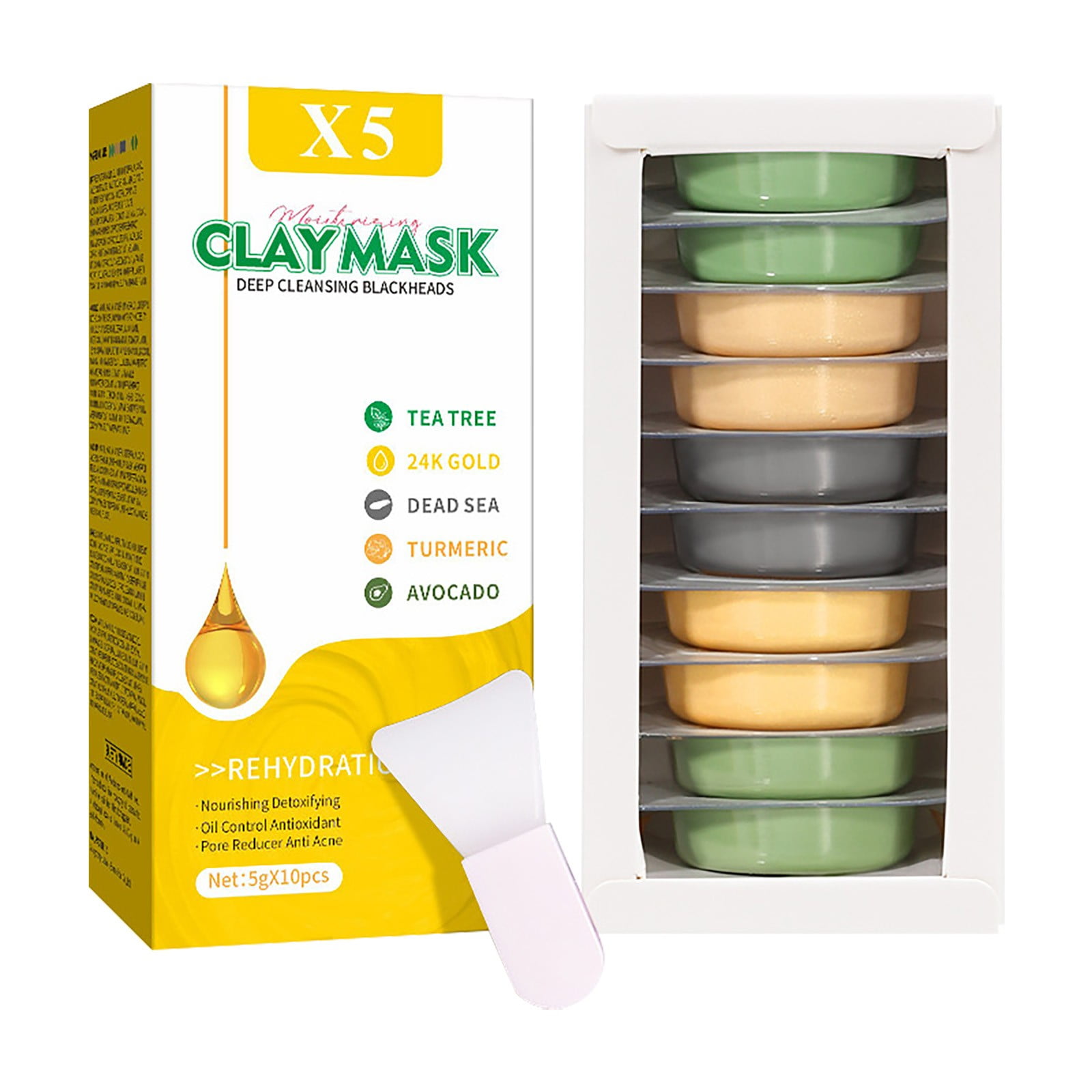 Clay Mask Deep Cleansing Clay Collection: 10 Pods with Green Tea, Dead ...