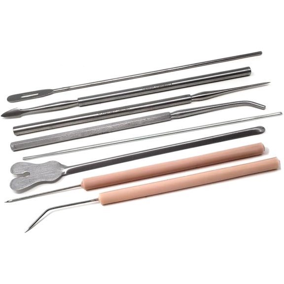 Clay Needle Tools Ceramic Detail Tools Pottery Sculpture Needle Detail Tools Modeling Clay Tool Kit 8 pcs Stainless Steel Straight + Angled Clay Tools for Potters Beginners