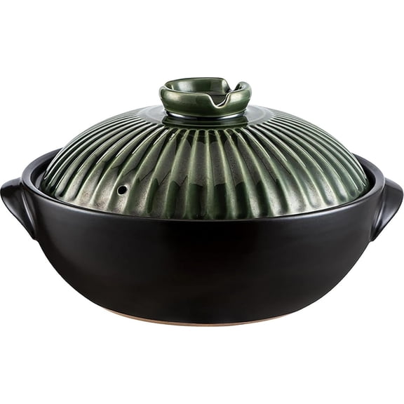 Clay Pot Cooking Japanese Ceramic Hot Pot Casserole with Lid Earthenware Pot Nonstick Ceramic Stew Pot Clay Casserole Household, Easy to Clean,2200ml