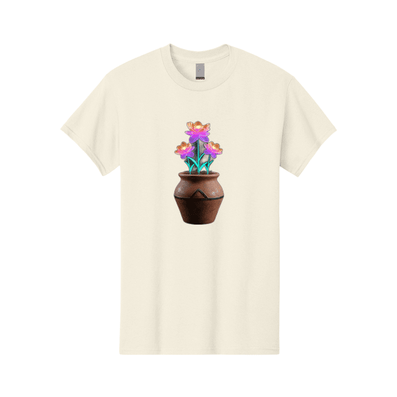 Clay-Pot-Flowers Mens Graphic Tee, 100% Cotton, Casual Summer Wear