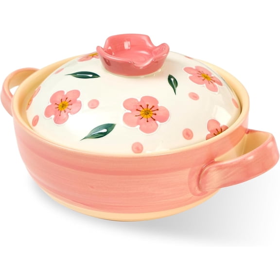 Clay Pot for Cooking Japanese Donabe Hot Pot Casserole Korean Earthenware Pot with Lid Serving 3-4 People 12.6 inch