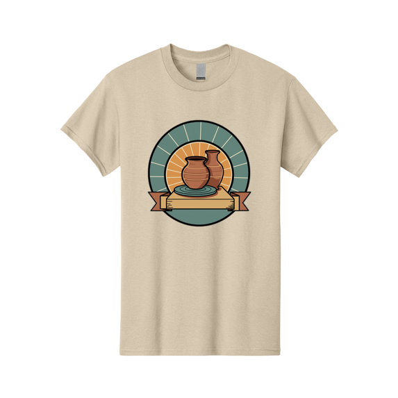 Clay-Pots-On-Pottery-Wheel Mens Graphic Tee, 100% Cotton, Casual Summer Wear