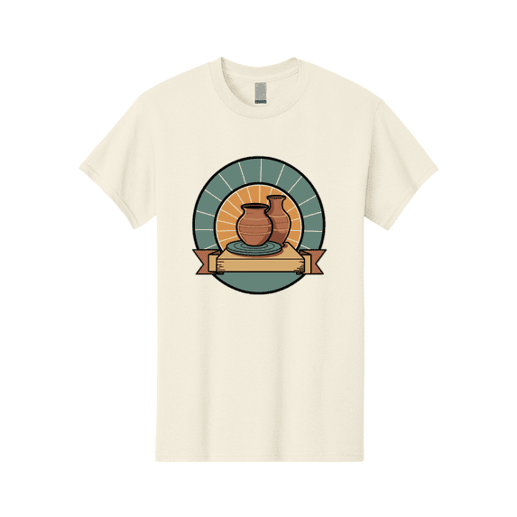 Clay-Pots-On-Pottery-Wheel Mens Graphic Tee, 100% Cotton, Casual Summer Wear