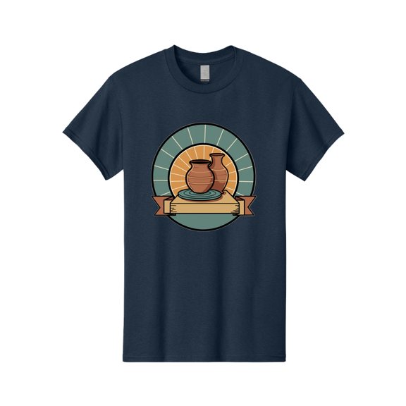 Clay-Pots-On-Pottery-Wheel Mens Graphic Tee, 100% Cotton, Casual Summer Wear