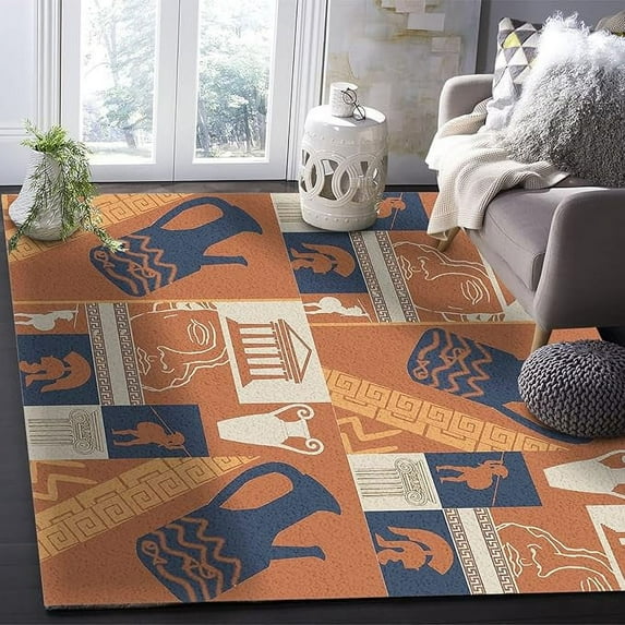 Clay Pots Soldiers Area Rug For Living Room Bedroom, Architecture Non-Slip Carpet, Kitchen Rugs, Vintage Floor Mat With Rubber Backing 3 x 5ft