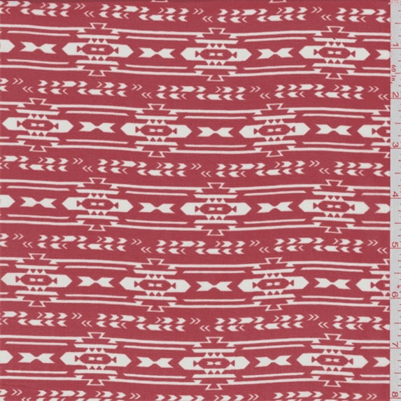 Clay Red Aztec Stripe Hi-Multi Chiffon, Fabric By the Yard