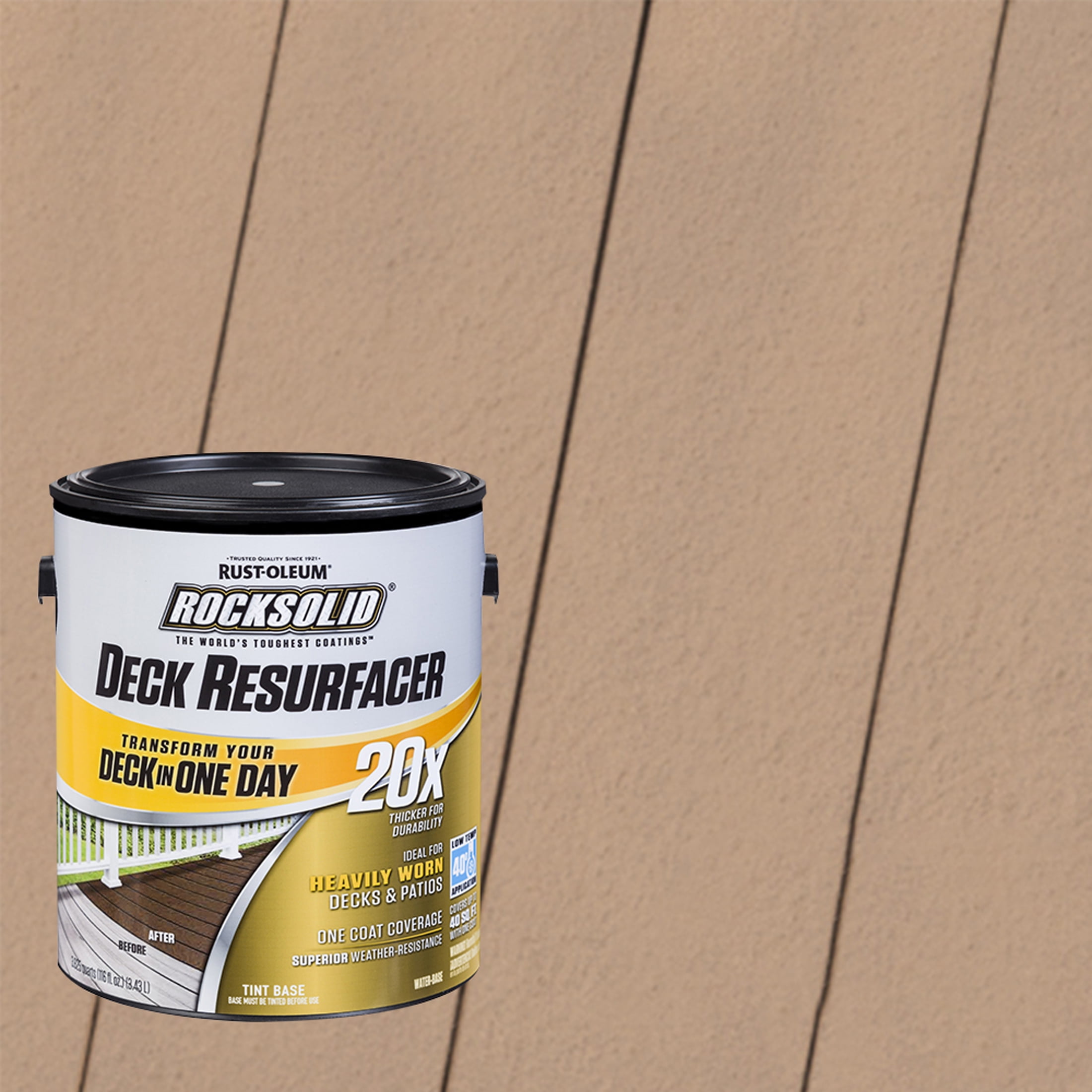 Clay, Rust-Oleum RockSolid 20X Exterior Wood Deck Resurfacer-319374T, Gallon