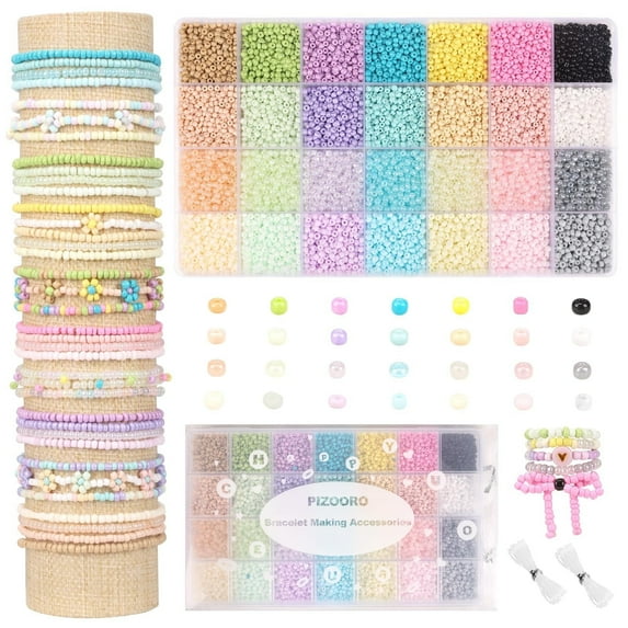 Youersen Clay Seed Beads Kit, 10000pcs Small Beads for Bracelet Making and Jewelry Crafts, 28 Colors