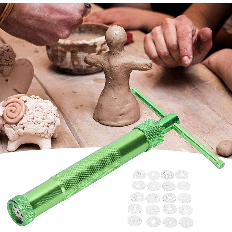 Clay Squeezer, Clay Extruder Stainless Steel Rotating Squeezer Kit Pottery  Accessory Clay Tools for Pottery Craft Cake Fondant Decorating Tool Set  with 20 molds 