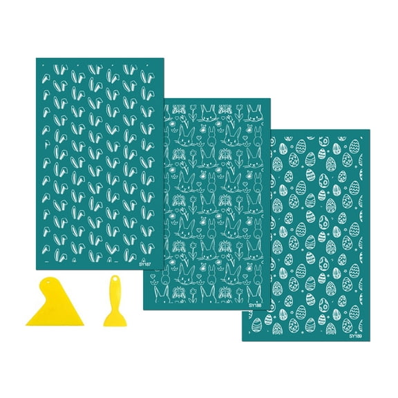 Clay Stencils Easters Silk Screen Stencils Rabbits Transfers Stencils Reusable Earrings Silkscreen Printing Stencils