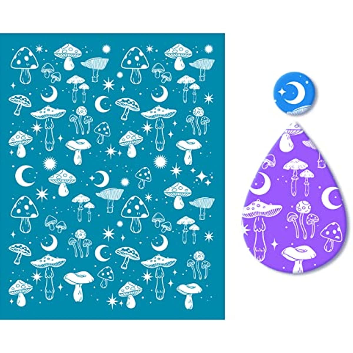 OLYCRAFT 4x5 Inch Round Flower Clay Stencils – Reusable Silk Screens For Polymer Clay Jewelry Making