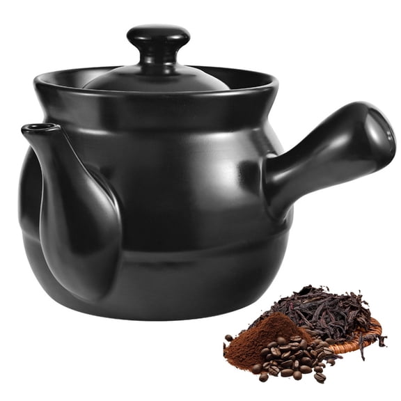 Clay Tea Kettle Stovetop,2.2L Retro Rustic Portable Water Boiling Pot for Farmhouse Kitchen Camping