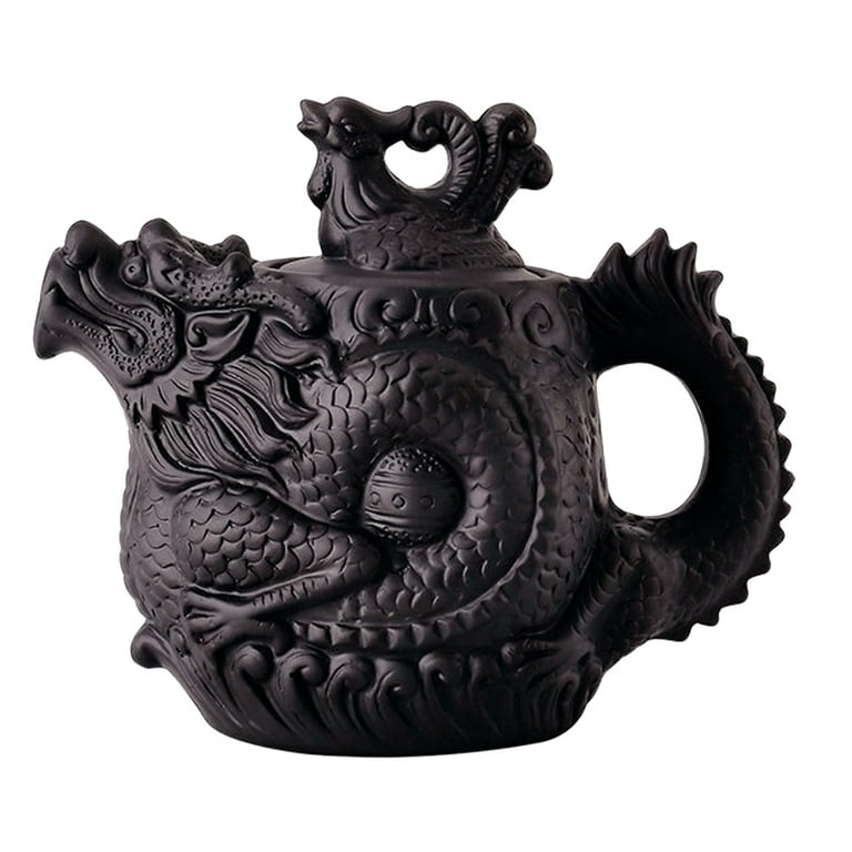 Clay Teapot Traditional Dragon Phoenix Teapot Large Capacity Tea Kettle 350ml