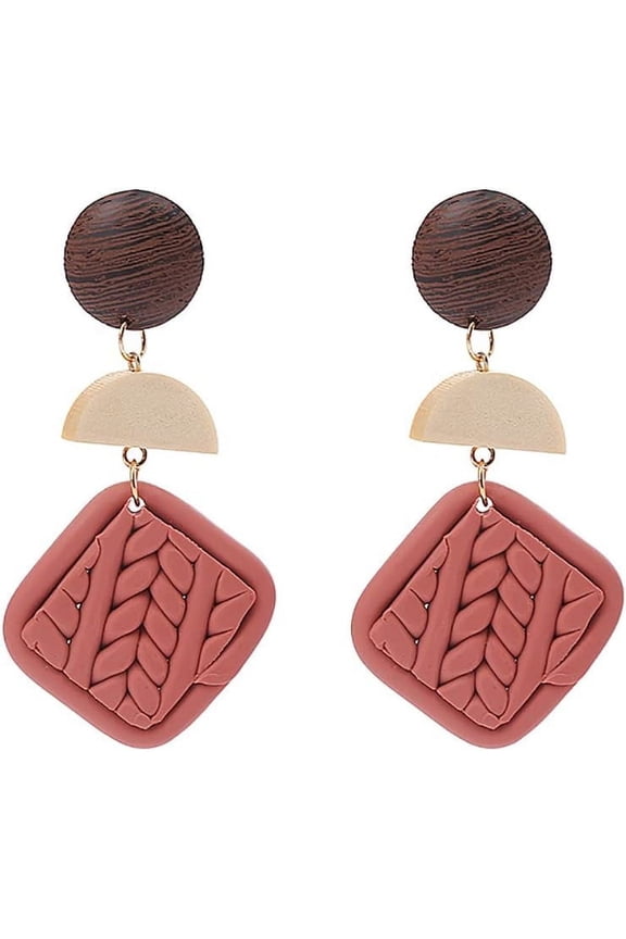 Clay Terracotta Braided Earrings,Polymer Clay Rattan Dangle Earring,Handmade Woven Statement Earring,Clay Soft Clay Earrings For Women