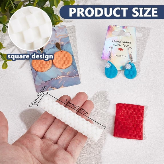 Clay Texture Roller Polymer Clay Roller Squares Shaped Texture Roller 3" Texture Model Clay Roller Polymer Clay Accessories for Making Earrings Jewelry Necklaces Bracelets DIY Craft