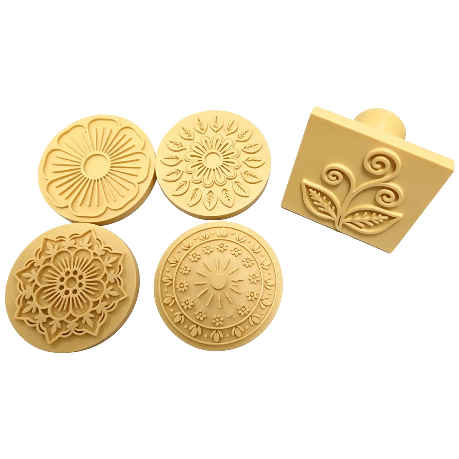 Ratten's Texture Clay Texture Stamps Set with 5 Floral, and Rattan Pattern, Raised Face ...