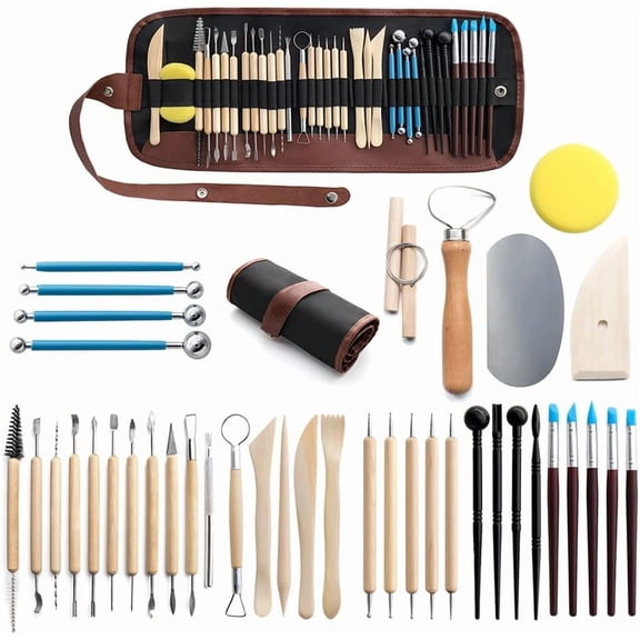 Clay Tool, Clay Sculpting Tools Kit,Polymer Clay Tools with Carrying Case Bag for Stippling Carving Molding Shaping Clay Crafts Birthday Gift for Trimming Beginners Hobbyists Artists 40pcs