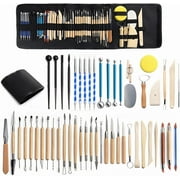 Clay Tools, 52PCS Pottery Tools Polymer Clay Tools Clay Sculpting Tools with Carrying Case Bag for Stippling Carving Molding Shaping Clay Crafts Birthday Gift for Trimming Beginners Hobbyists Artists
