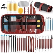 Clay Tools Kit, 48 Pcs Pottery Clay Carving Tools with Carrying Case Bag for Carving, Drawing, Dotting, Molding, Modeling Birthday Gift for Beginners Artists Kids Adults