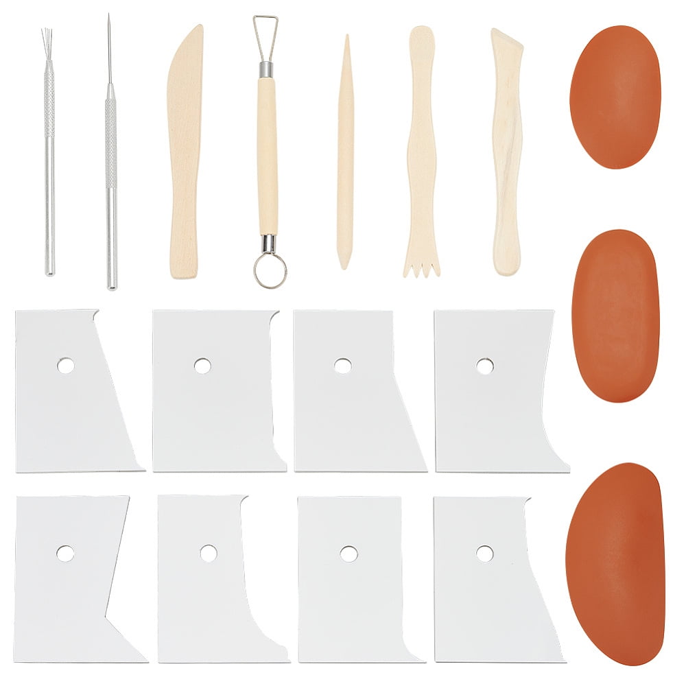 Clay Tools Kits including Acrylic Scrapers for Clay Crafts Clay Knife Oval DIY Silicone Molds Polymer Clay Sculpture Tool Stainless Steel Needle Mixed Color