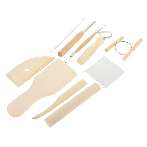 ifundom Clay Sculpting Tool Kit with Beige Wood Handles, Stainless Steel Modeling Tools Set for Ceramic Art and Pottery