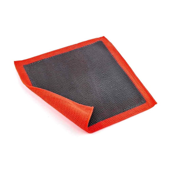 Clay Towel for Cars, Clay Bar Towel Scratch-Free Autocare Detailing Polishing, Removing Tar Paint Tree-sap Guano Contaminants, Fine Grade, 30*30cm, Red, Mesh Hollow, Thick Ver.