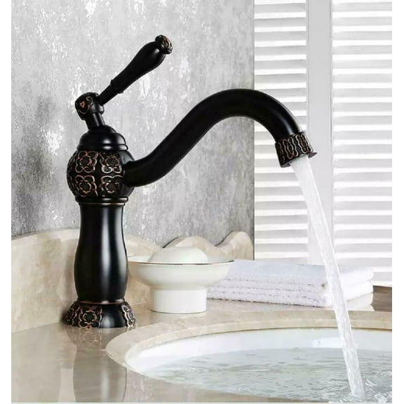 Clayborne 9" Oil Rubbed Bronze Bathroom Faucet with Copper Design