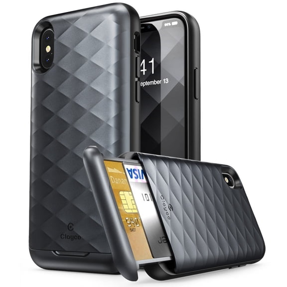 Clayco [Argos Series] Premium Hybrid Protective Wallet Case, Black