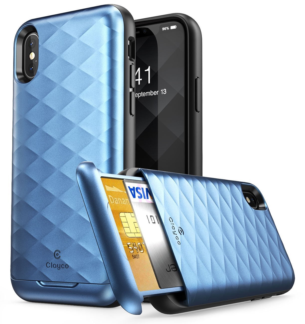 Clayco [Argos Series] Premium Hybrid Protective Wallet Case, Blue ...