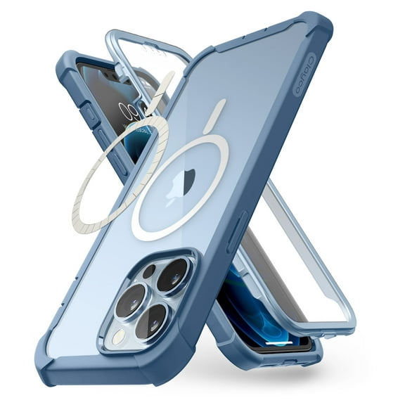 Clayco Forza Magnetic Case Compatible with MagSafe for iPhone 13 Pro 6.1 inch (2021), Built-in Screen Protector, Dual Layer Rugged Cover with Full-Body Soft TPU Bumper (Azure)