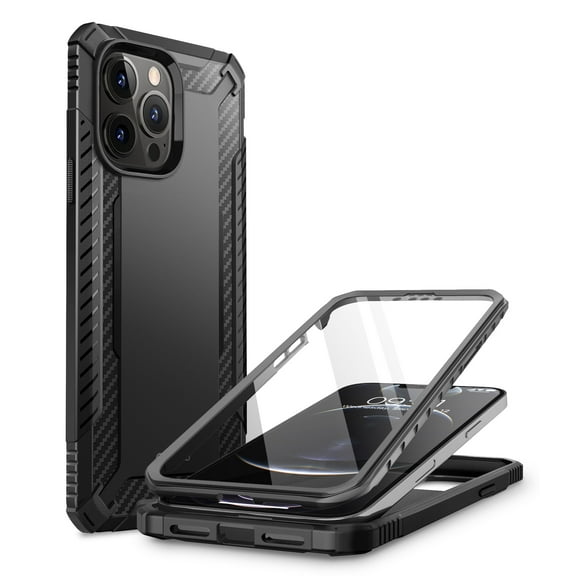 Clayco Xenon Series Case for iPhone 13 Pro Max 6.7"(2021 Release), [Built-in Screen Protector] Full-Body Rugged iPhone 13 Pro Max Cover (Black)