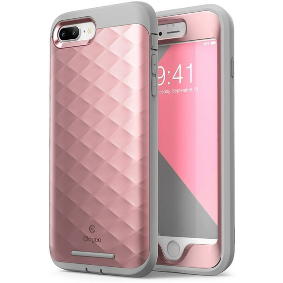 Clayco iPhone 8 Plus, 7 Plus Case, [Hera Series] Full-Body Rugged Case with Built-in Screen Protector, Rose Gold