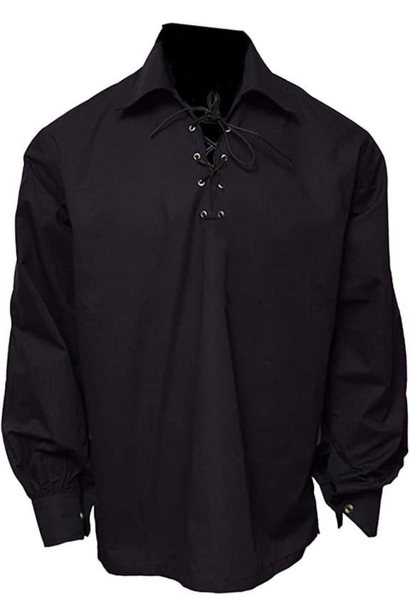 Claymore Black Highlander Kids Ghillie Shirt, Scottish Black Kilt Shirt for Boys, Kids - 4-5 Years