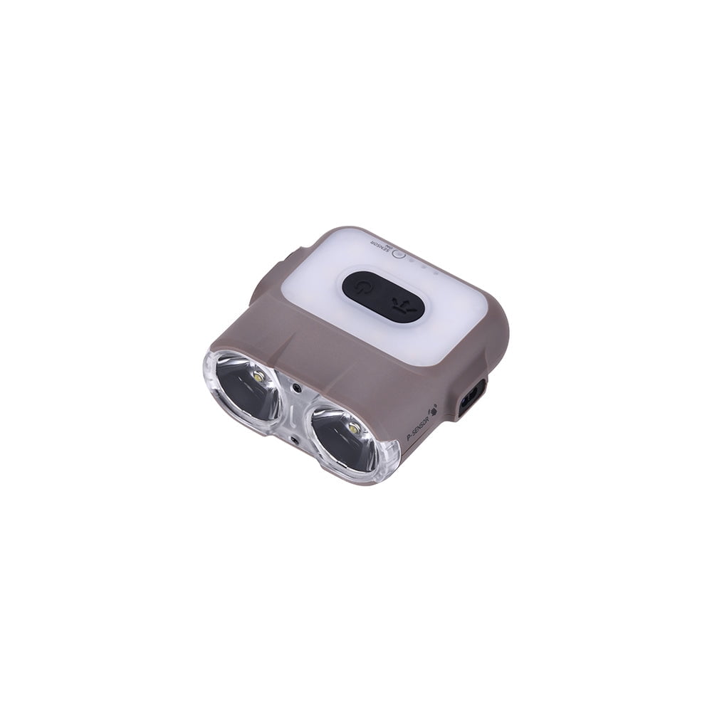 Claymore Capon 120H (Tan) - LED Rechargeable Clip-On Cap Headlamp, Lightweight Hat Light for Camping, Running, Hiking, Emergency & Industrial Use, Waterproof, USB-C, Up to 45 Hours of Battery Life.
