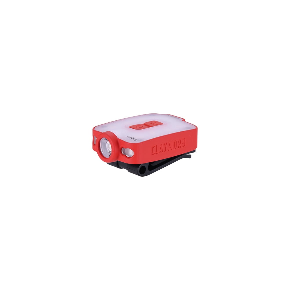 Claymore Capon 40B (Red) - LED Rechargeable Clip-On Cap Headlamp, Lightweight Hat Light for Camping, Running, Hiking, Emergency & Industrial Use, Waterproof, USB-C, Up to 12 Hours of Battery Life.
