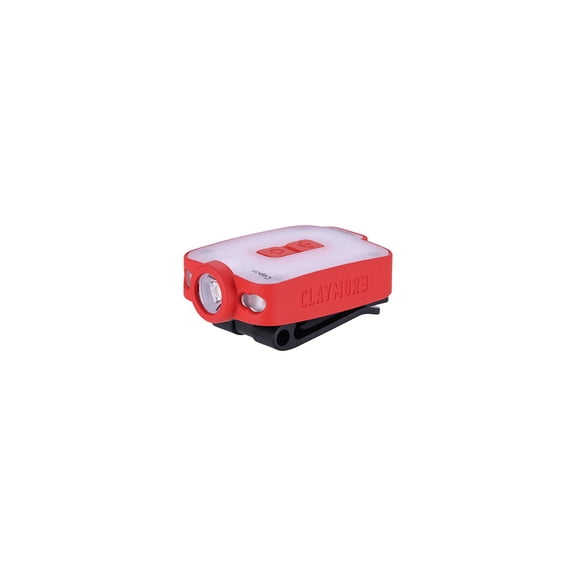 Claymore Capon 40B (Red) - LED Rechargeable Clip-On Cap Headlamp, Lightweight Hat Light for Camping, Running, Hiking, Emergency & Industrial Use, Waterproof, USB-C, Up to 12 Hours of Battery Life.
