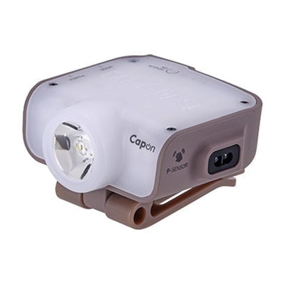 Claymore Capon 80C (Tan) - LED Rechargeable Clip-On Cap Headlamp, Lightweight Hat Light for Camping, Running, Emergency & Industrial Use, Waterproof, Hands-Free Sensor, 45 Hours Battery Life.