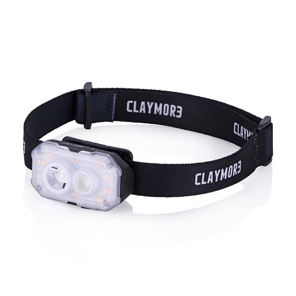 Claymore Heady+ (Black) - Rechargeable LED Headlamp Flashlight, Lightweight for Camping, Running, Hiking, Emergency & Industrial Use. Waterproof, USB-C Charging, Up to 70 Hours Battery Life.