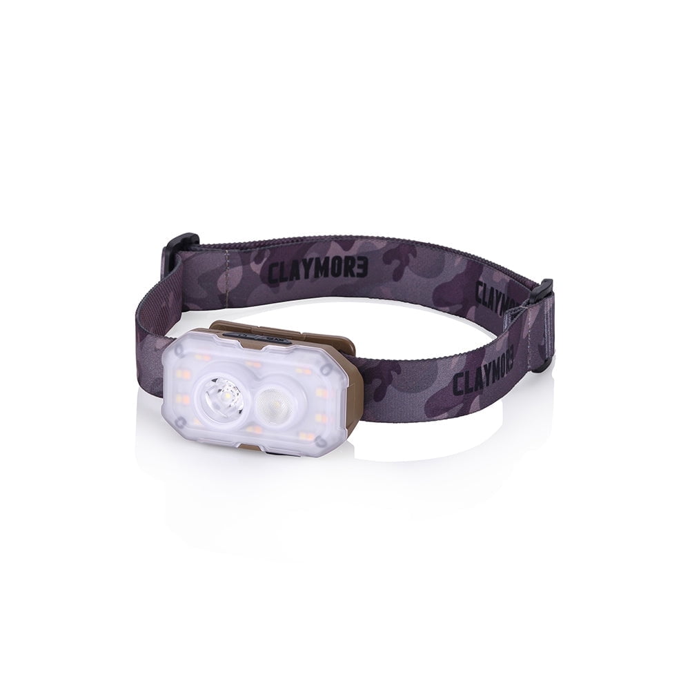 Claymore Heady+ (Tan) - Rechargeable LED Headlamp Flashlight, Lightweight for Camping, Running, Hiking, Emergency & Industrial Use. Waterproof, USB-C Charging, Up to 70 Hours Battery Life.