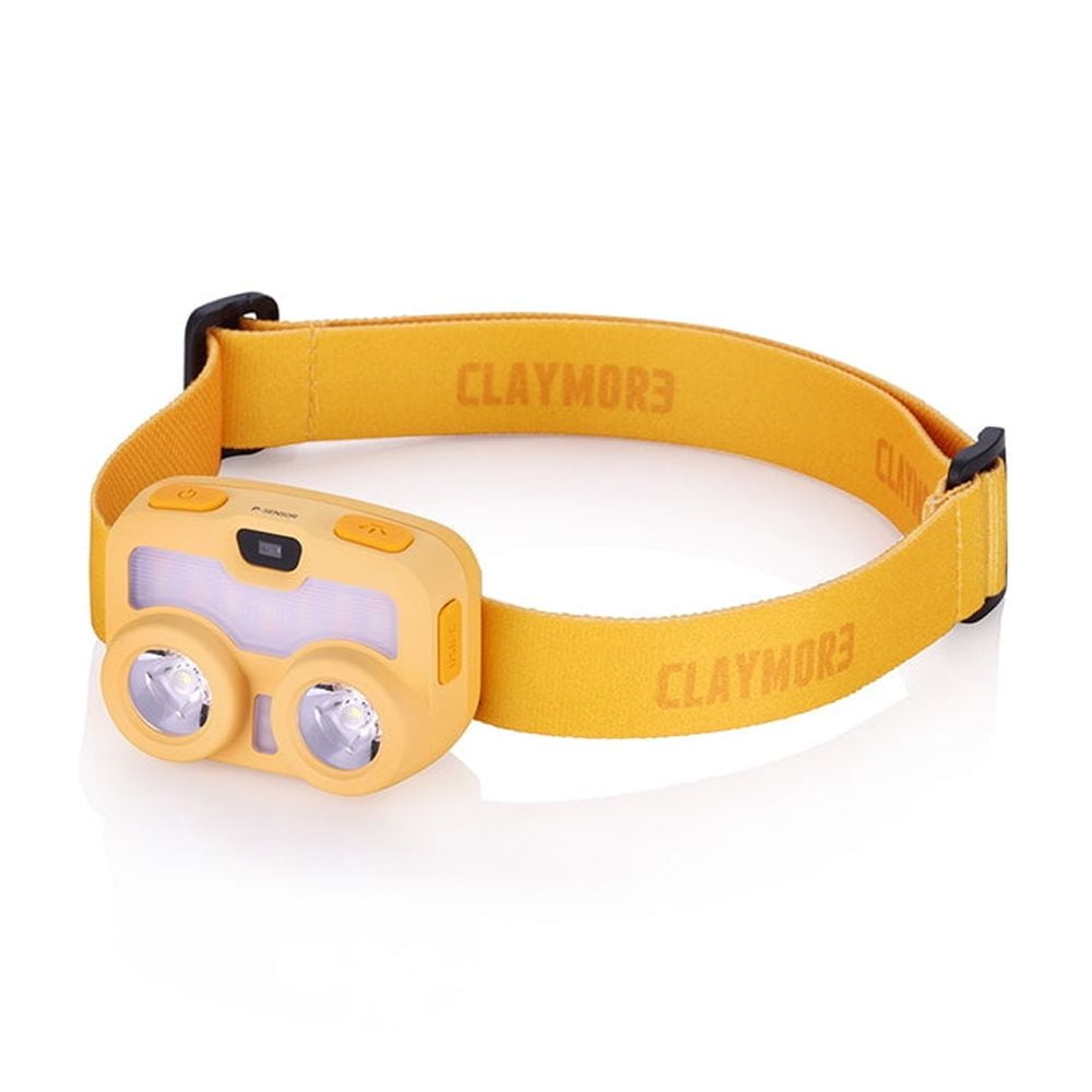 Claymore Heady3 (Yellow) - Rechargeable LED Headlamp with Motion Sensor, Lightweight for Camping, Running, Hiking, Emergency & Industrial Use. Waterproof, Up to 70 Hours of Battery Life.