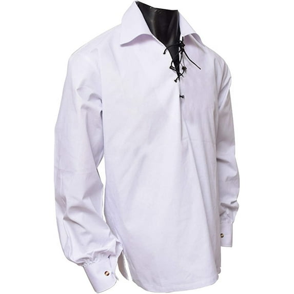 Claymore Highlander Mens Ivory Ghillie Shirt, Mens Jacobite Ghillie Shirt for Kilts, Renaissance Shirt for Men - 5XL