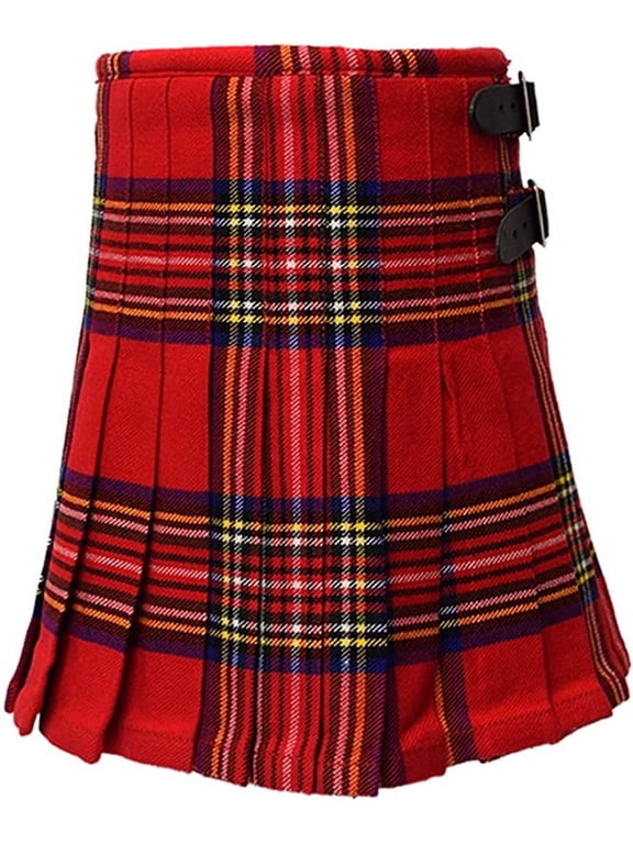 Kid's Budget Kilt, Stewart Royal Tartan Kilt for Boys, Girls & Babies, Scottish red Kilt for Kids. (25"-28" W X 14" L 6-7 Years)
