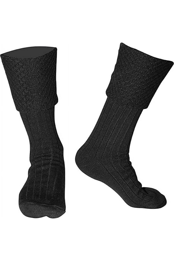 New Machine washable Piper Style Kilt Hose, Best Scottish kilt hose socks for Men Black, Large = 9-11)