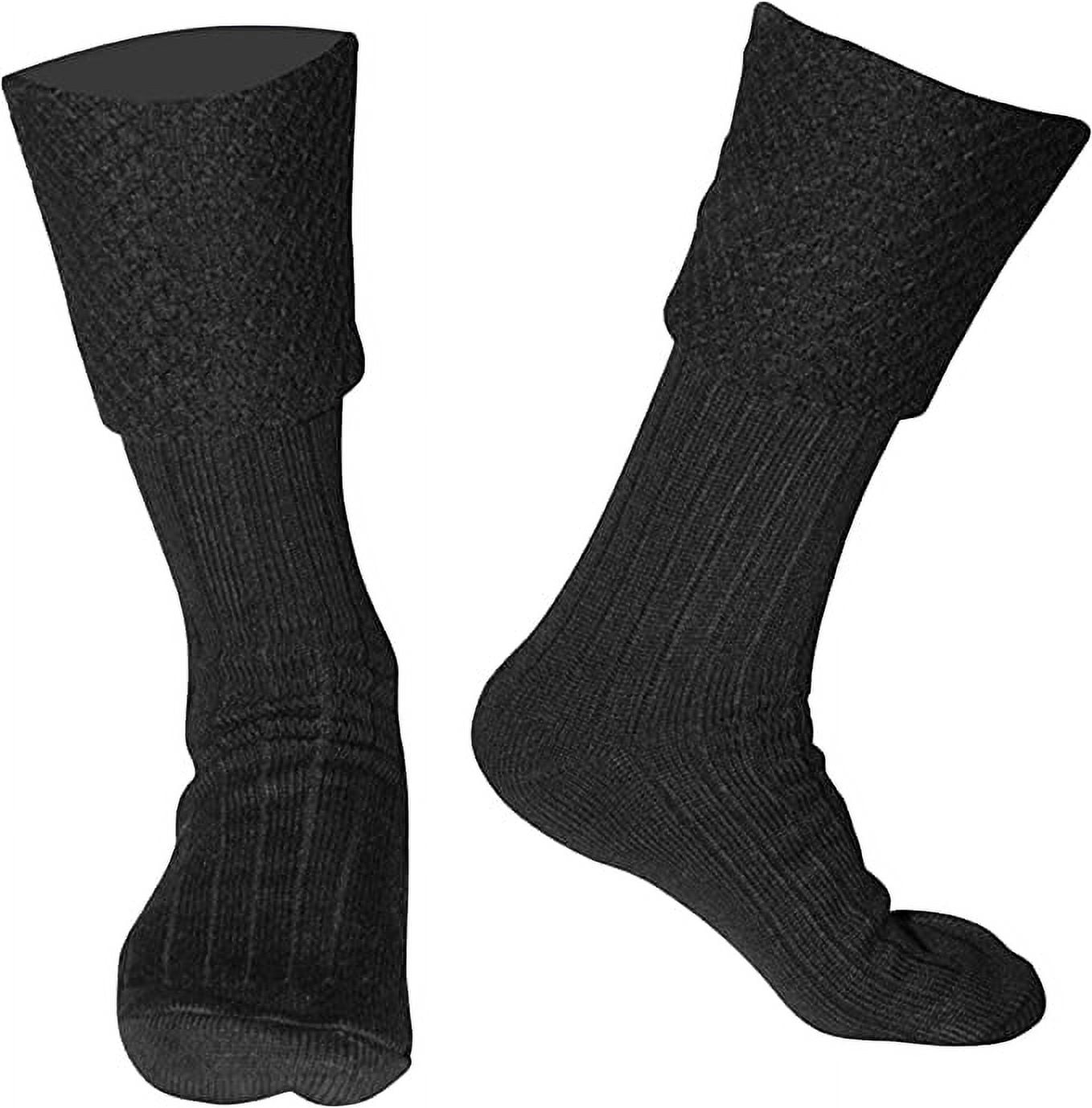 Men's Traditional Scottish Kilt Socks - Wool Blend Ribbed Knee-High Hose, Dark Green (Large)
