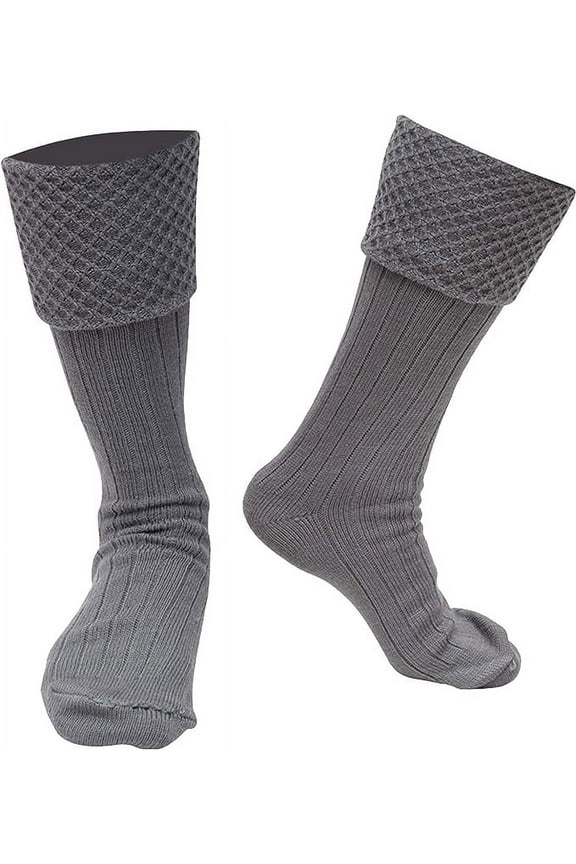 New Machine washable Piper Style Kilt Hose, Best Scottish kilt hose socks for Men Light Grey, Small = 4-7)