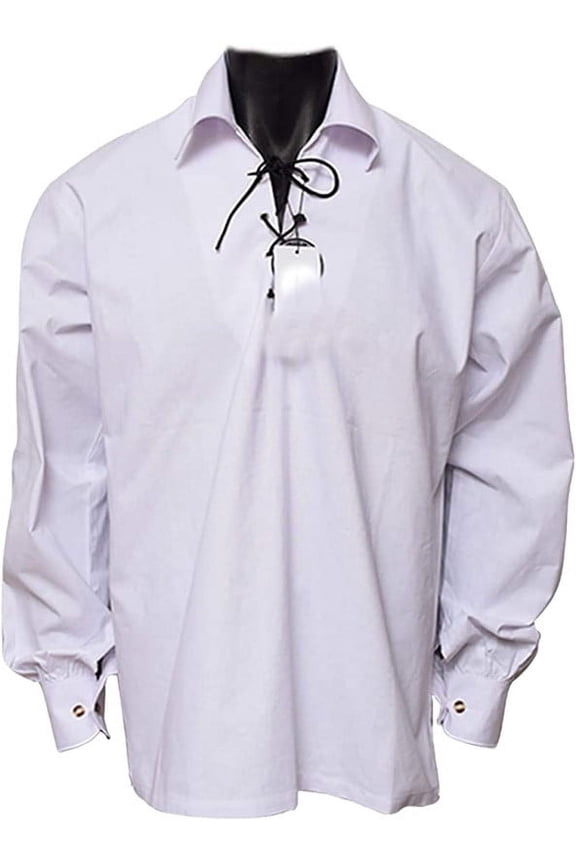 Claymore White Highlander Kids Ghillie Shirt, Scottish White Kilt Shirt for Boys, Kids - 5-6