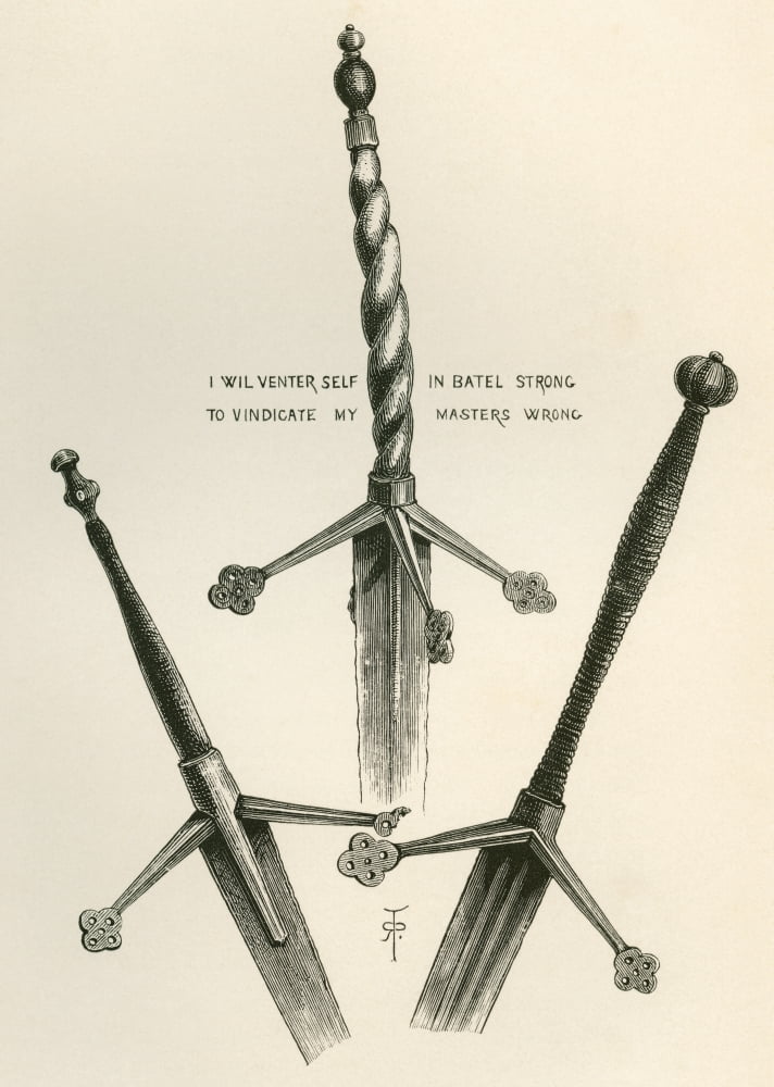 Claymores Or Scottish Late Medieval Two-Handed Longswords In Warwick Castle England From The British Army Its Origins Progress And Equipment Published 1868 Canvas Art - Ken Welsh  Design Pics (12 x 16